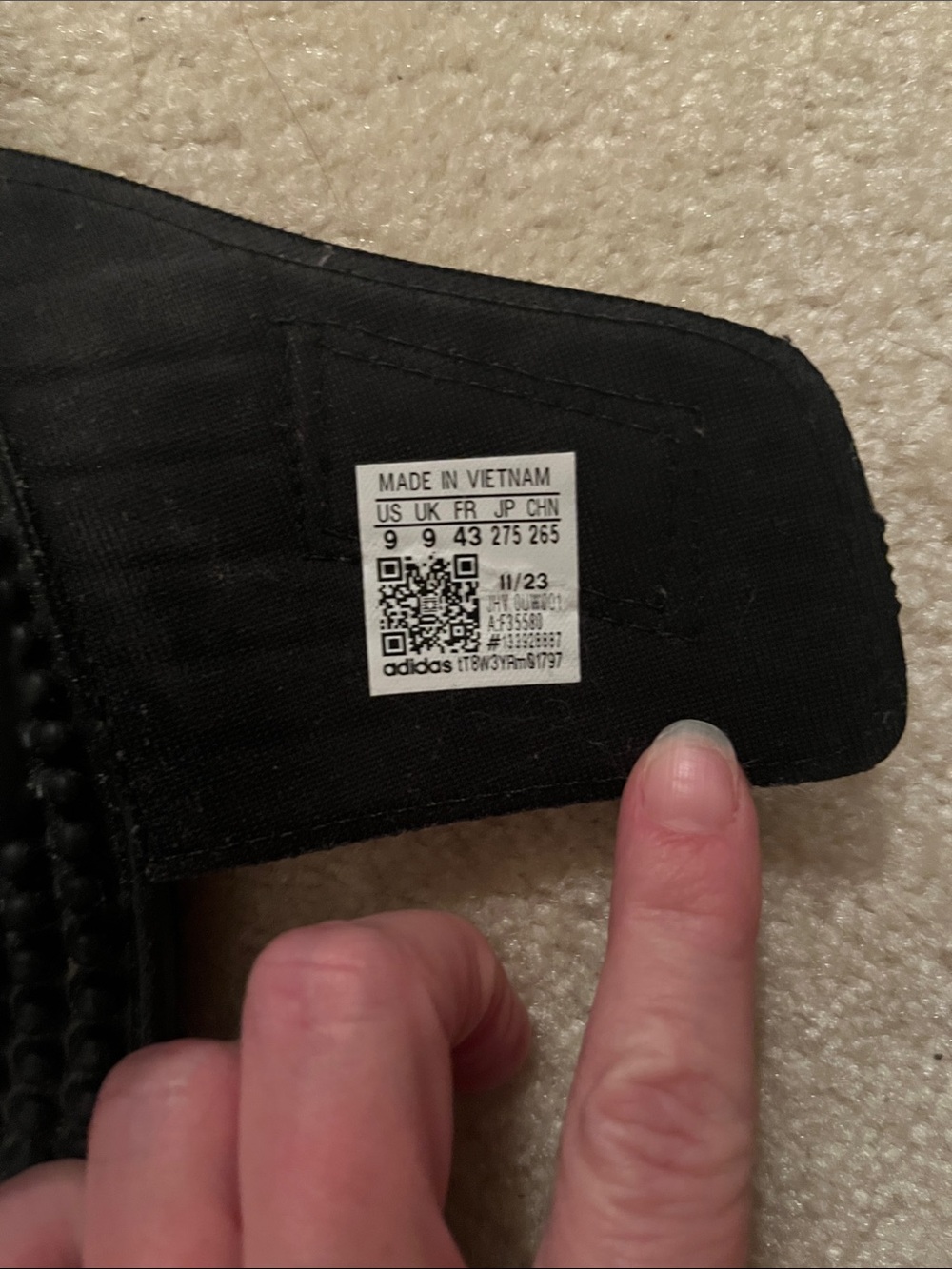 Adidas Black and White Slide Sandals - Picture 3 of 4